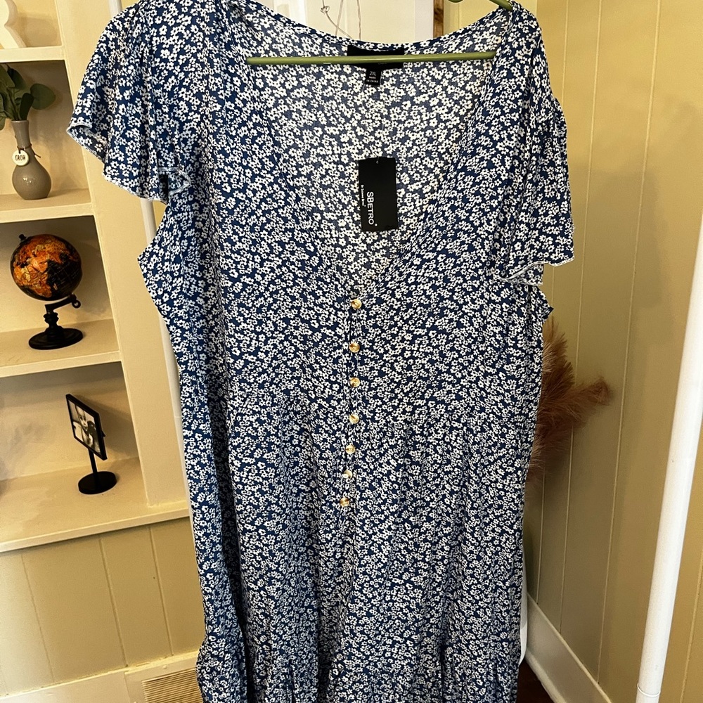 Shein blue floral summer dress